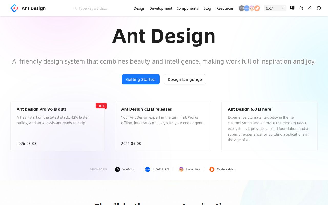 Screenshot of ant-design (ant.design)