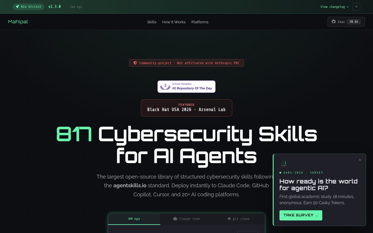 Screenshot of Anthropic-Cybersecurity-Skills (mahipal.engineer/Anthropic-Cybersecurity-Skills)