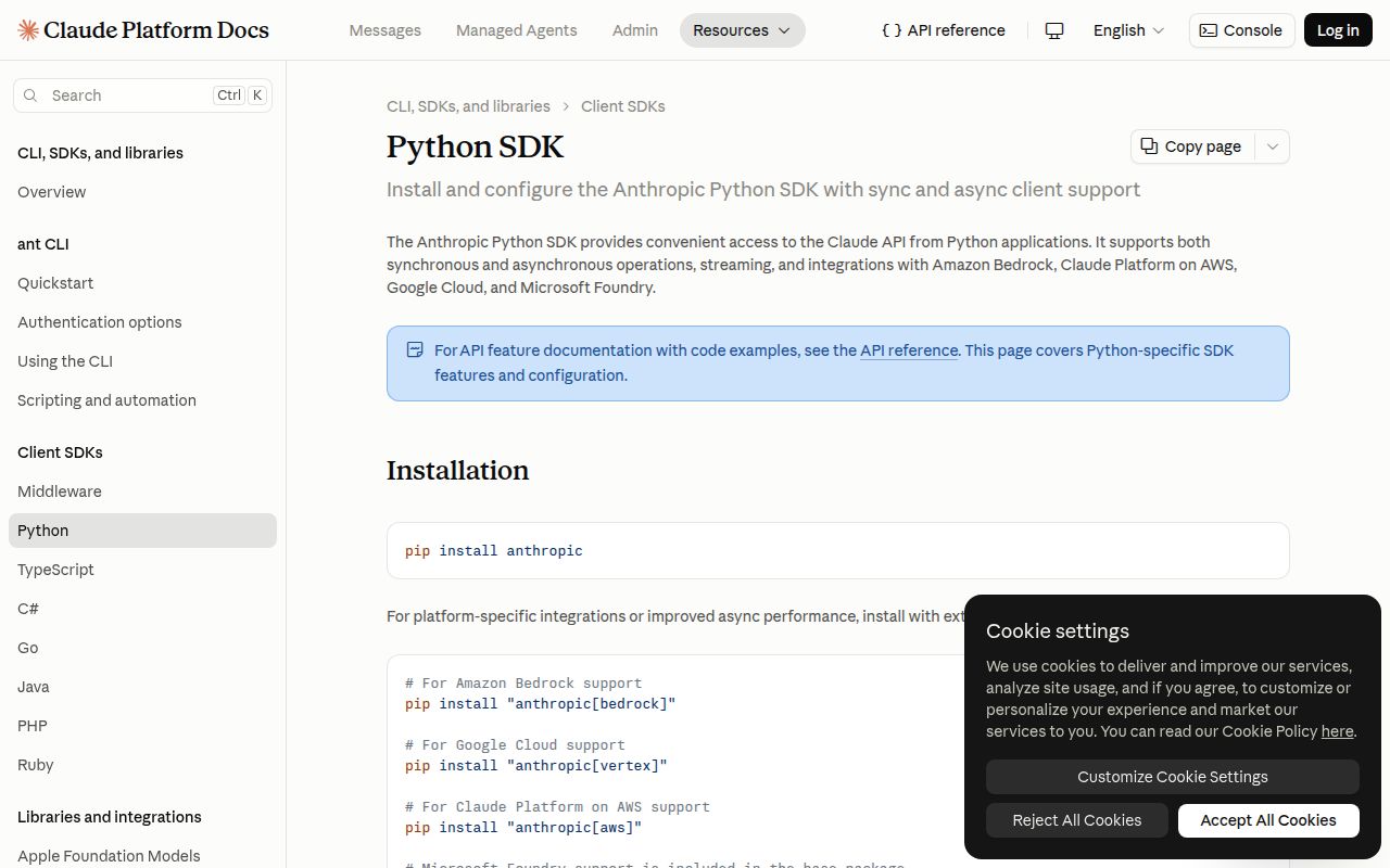 Screenshot of anthropic documentation