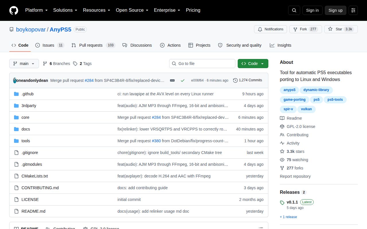 Screenshot of AnyPS5 (github.com/boykopovar/AnyPS5)
