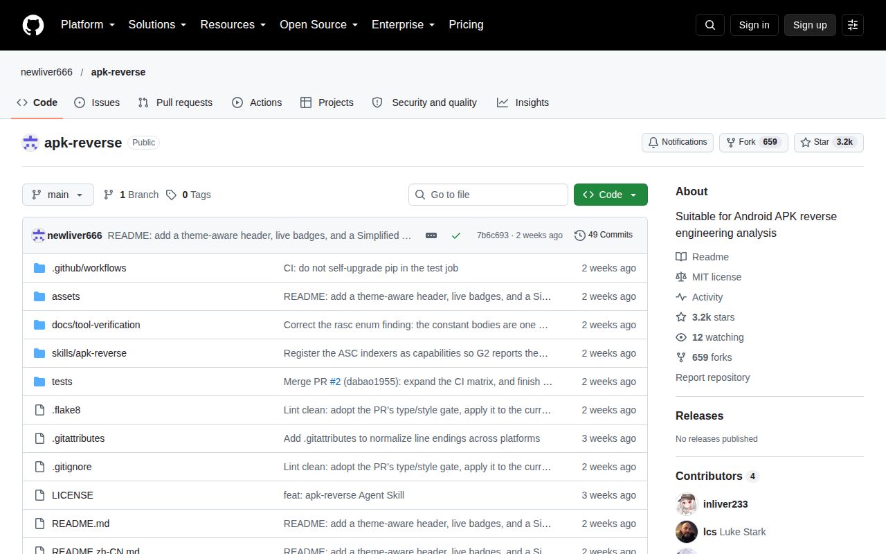 Screenshot of apk-reverse (github.com/newliver666/apk-reverse)