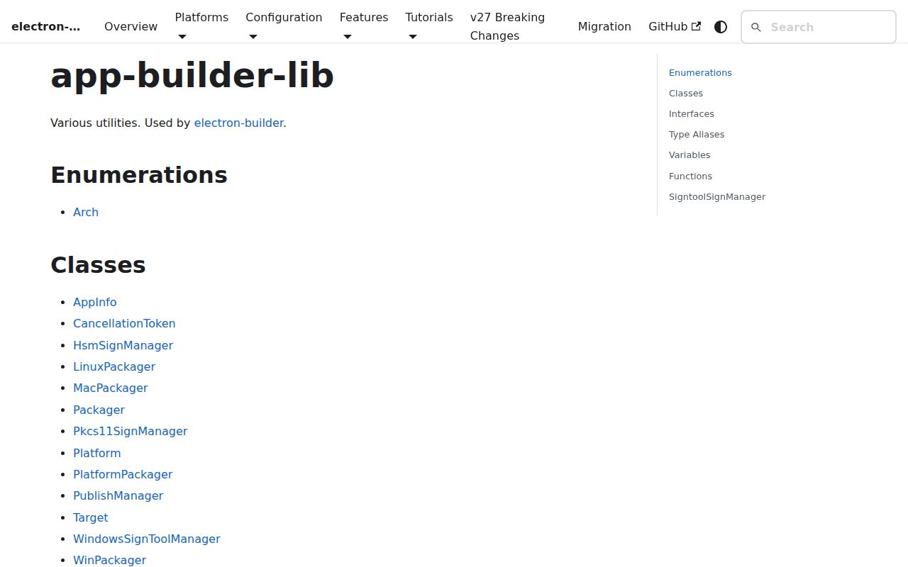 Screenshot of app-builder-lib documentation