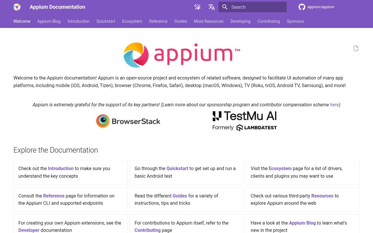 Screenshot of appium (appium.io)