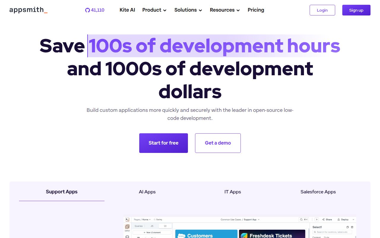 Screenshot of appsmith (www.appsmith.com)