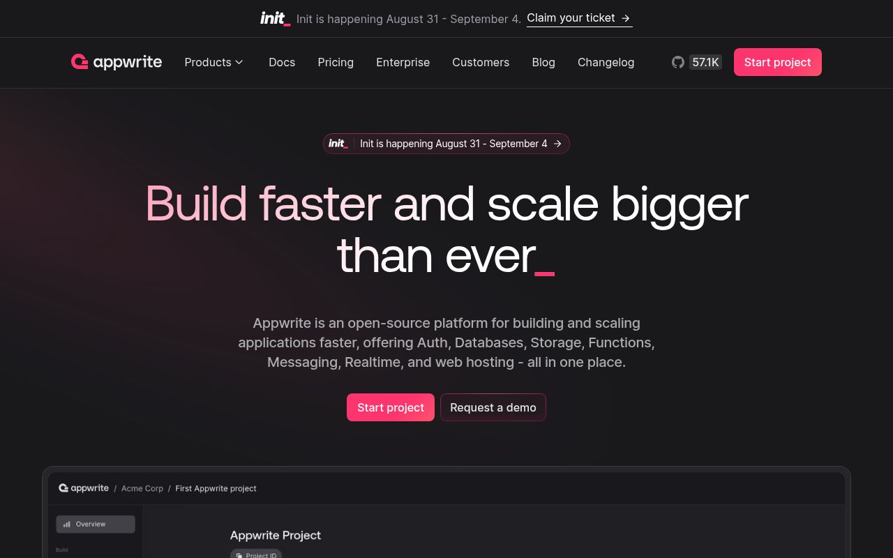 Screenshot of appwrite (appwrite.io)