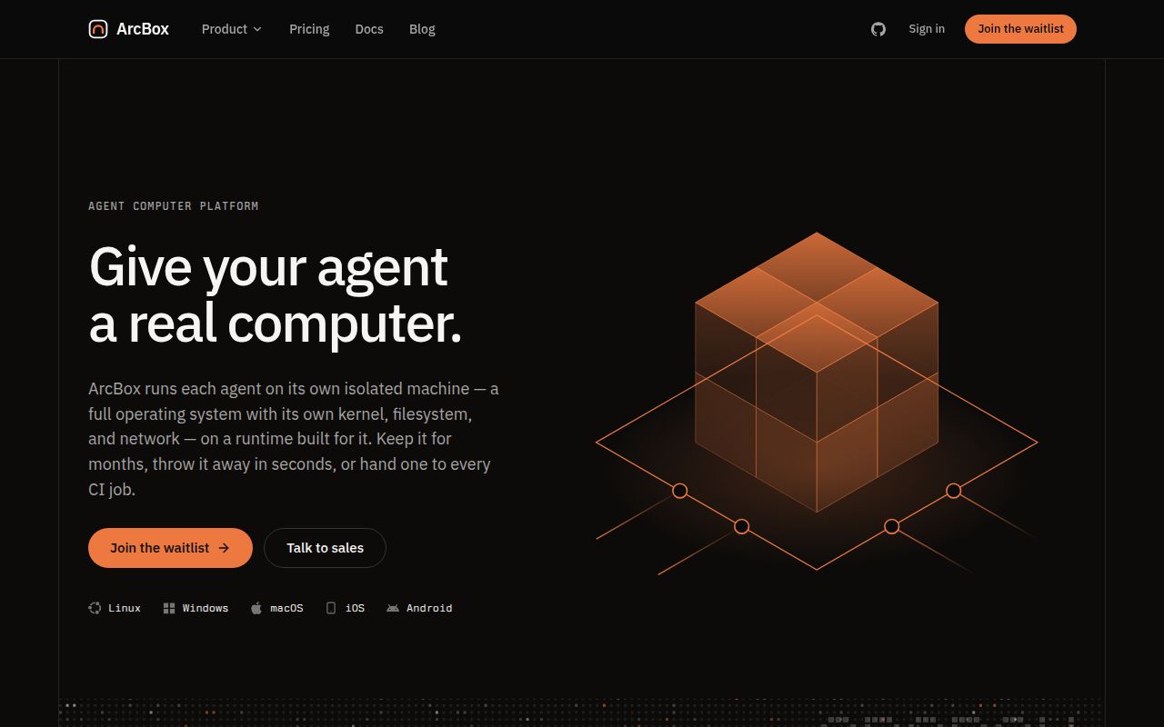 Screenshot of arcbox (arcbox.dev)