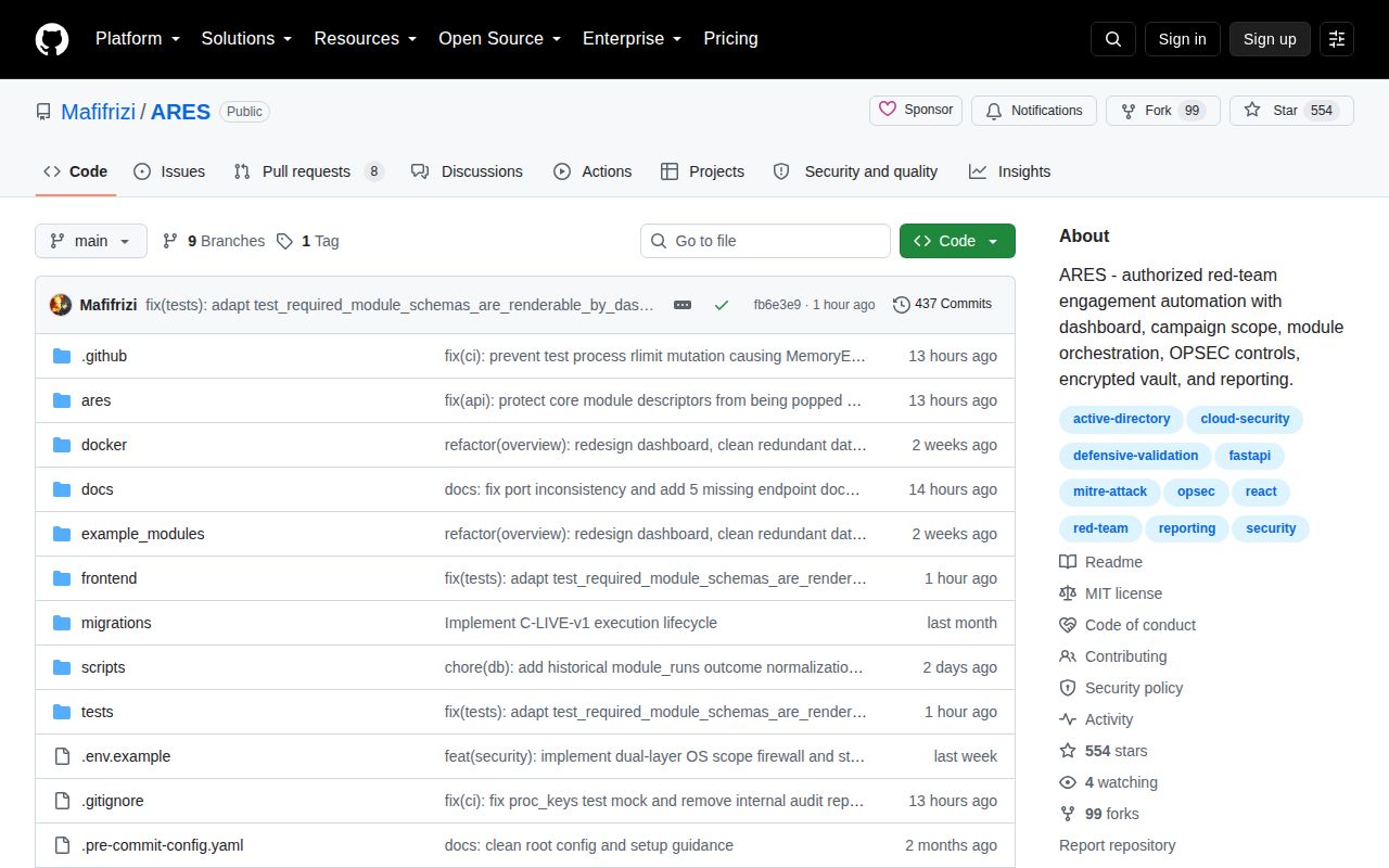 Screenshot of ARES (github.com/Mafifrizi/ARES)