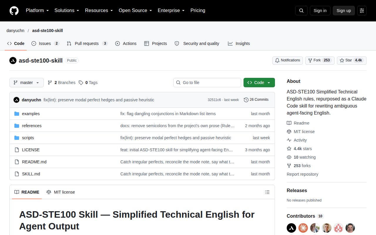 Screenshot of asd-ste100-skill (github.com/danyuchn/asd-ste100-skill)