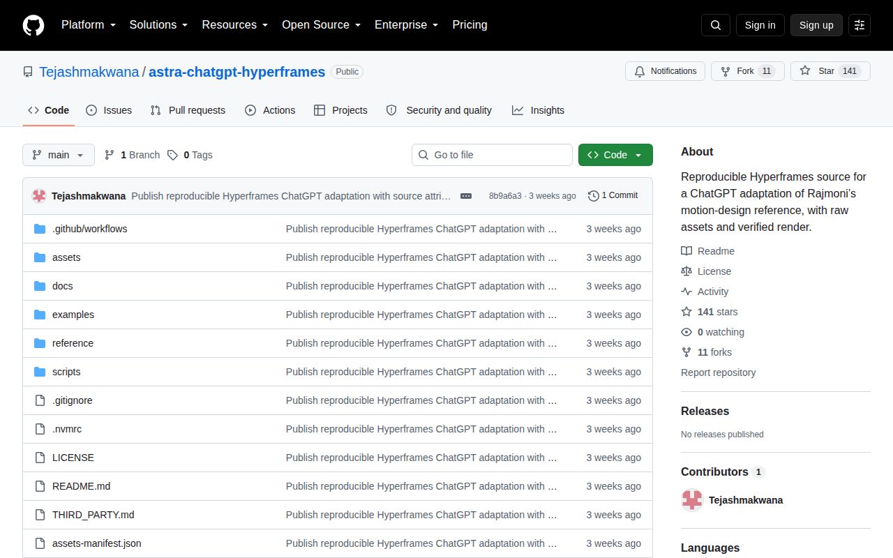 Screenshot of astra-chatgpt-hyperframes (github.com/Tejashmakwana/astra-chatgpt-hyperframes)