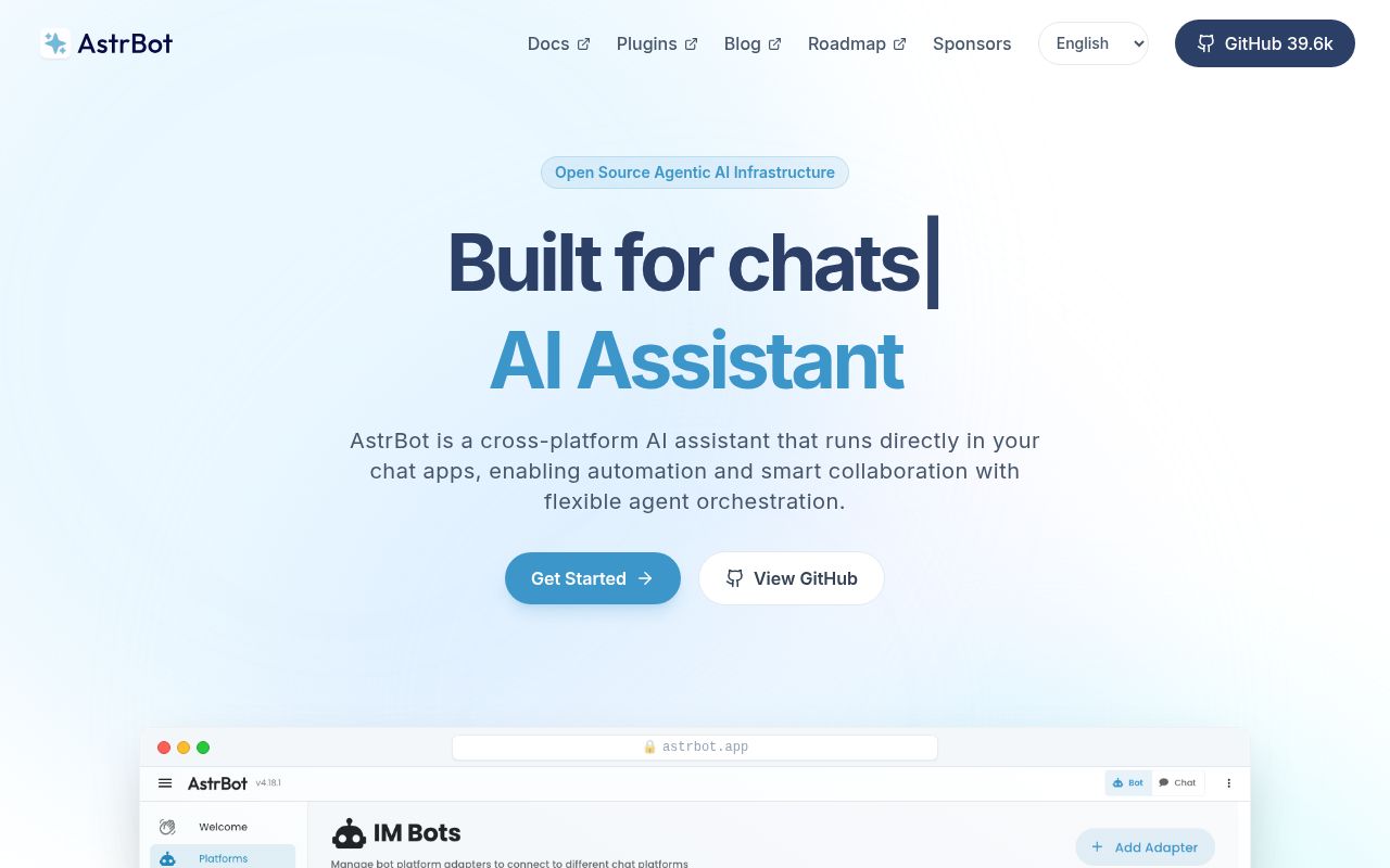Screenshot of AstrBot (astrbot.app)