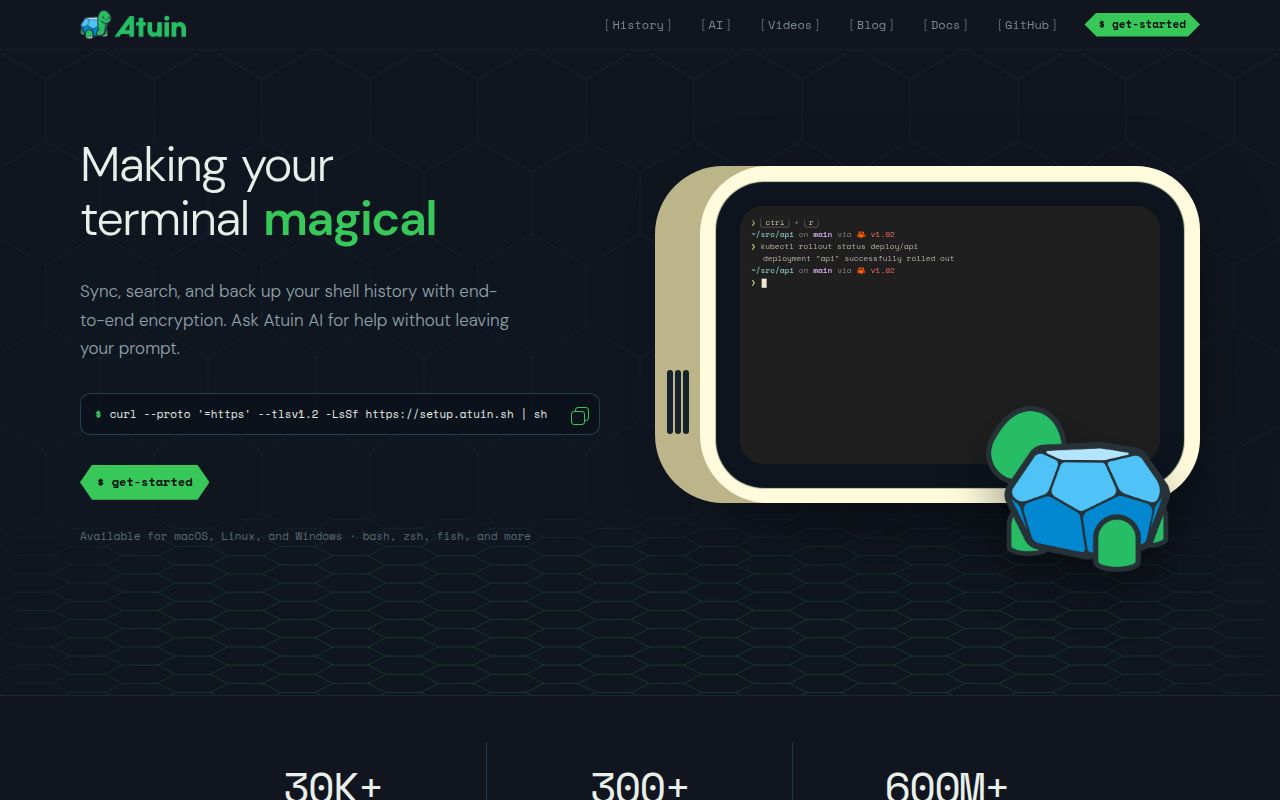 Screenshot of atuin (atuin.sh)