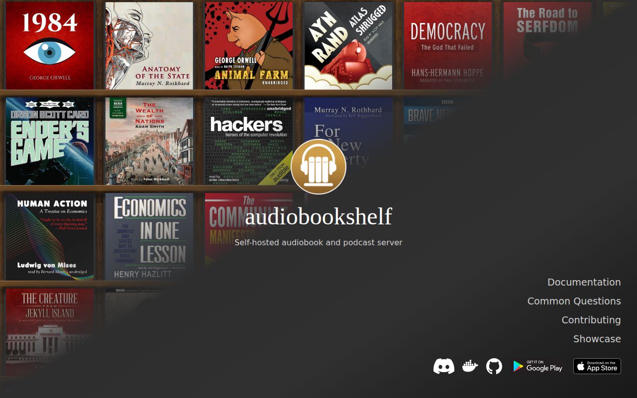 Screenshot of audiobookshelf (audiobookshelf.org)