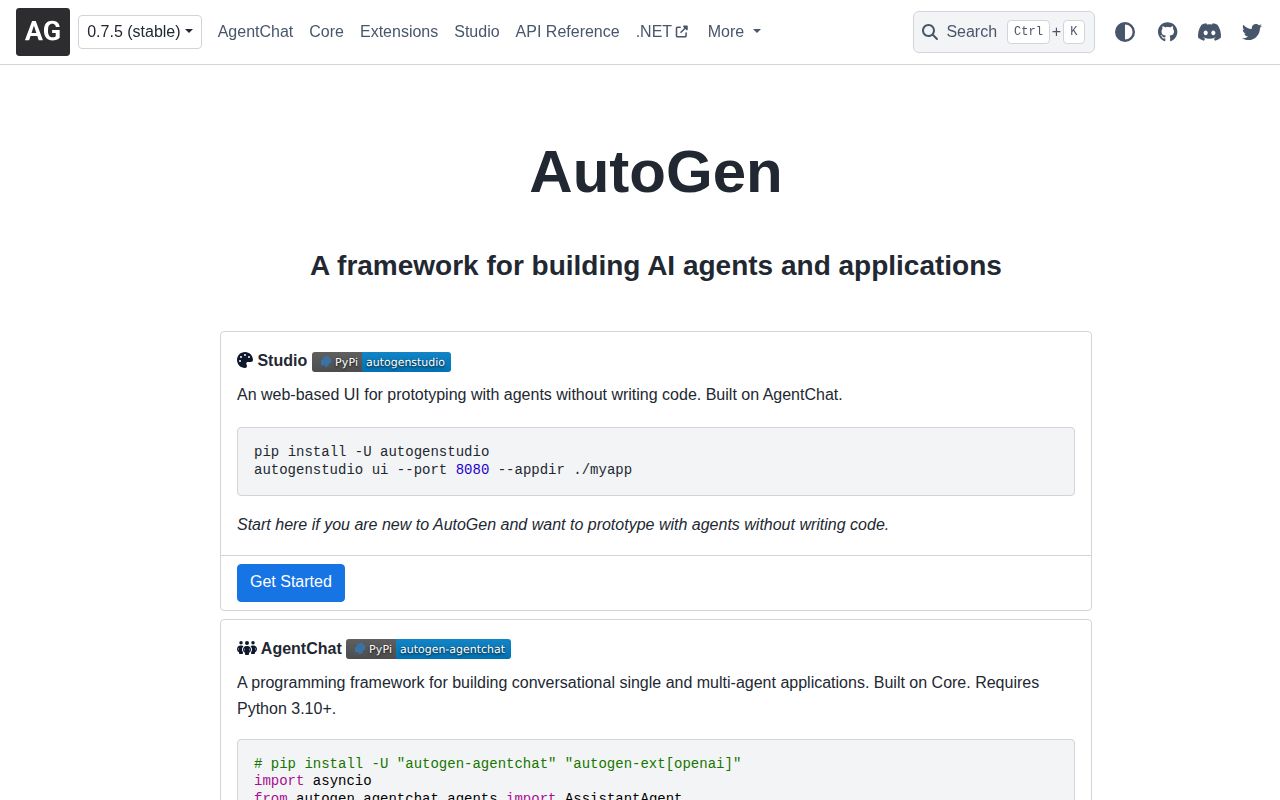 Screenshot of autogen (microsoft.github.io/autogen)