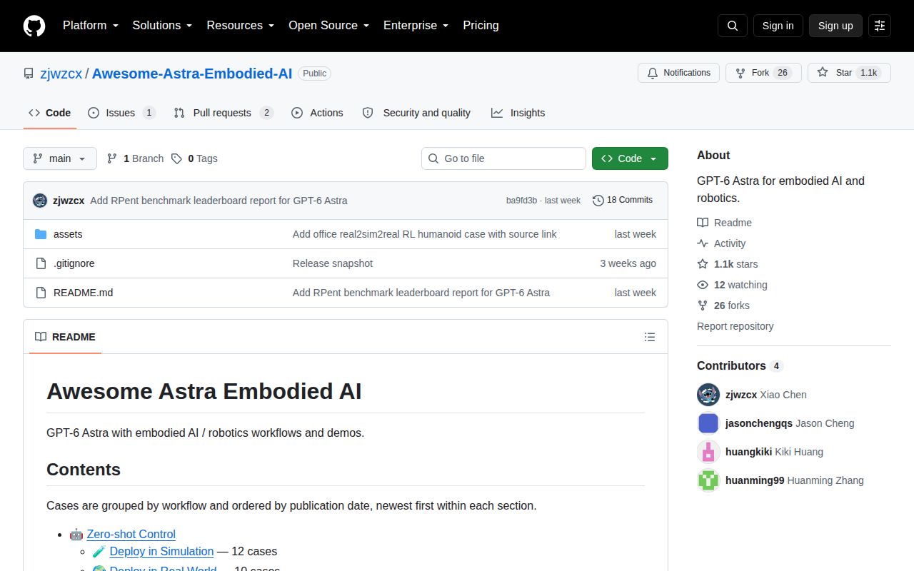 Screenshot of Awesome-Astra-Embodied-AI (github.com/zjwzcx/Awesome-Astra-Embodied-AI)