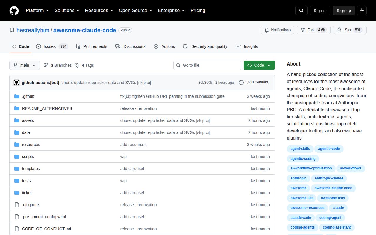 Screenshot of awesome-claude-code (github.com/hesreallyhim/awesome-claude-code)