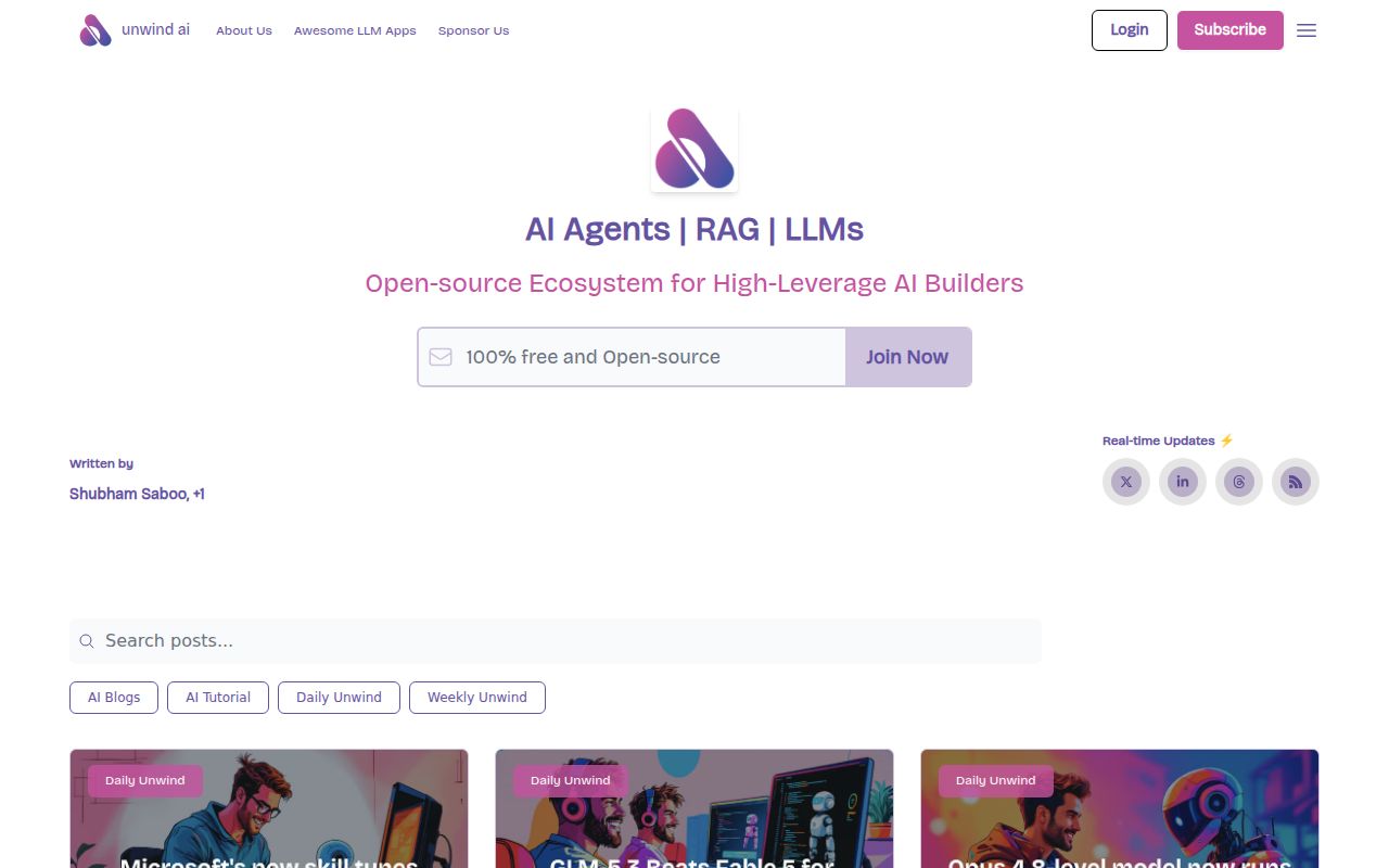Screenshot of awesome-llm-apps (www.theunwindai.com)
