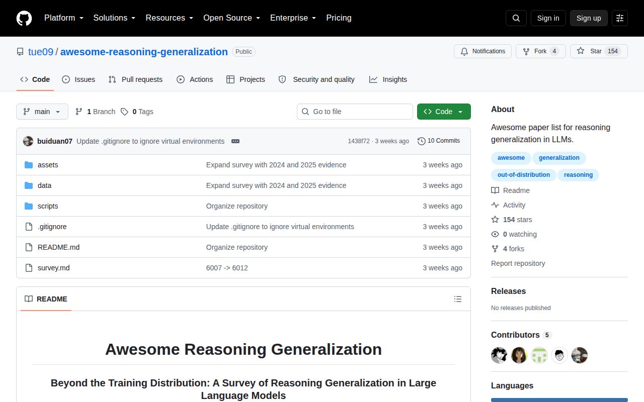 Screenshot of awesome-reasoning-generalization (github.com/tue09/awesome-reasoning-generalization)