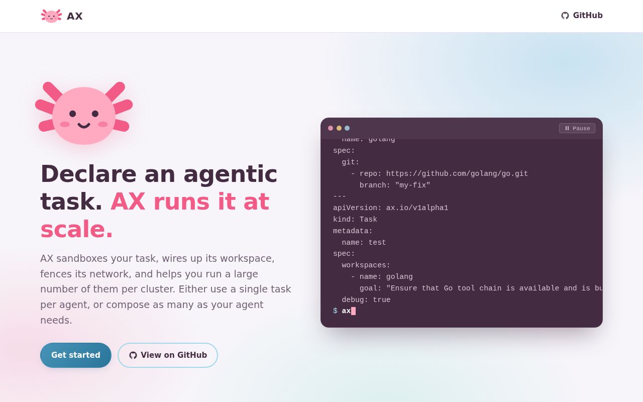 Screenshot of ax (agentexecutor.io)