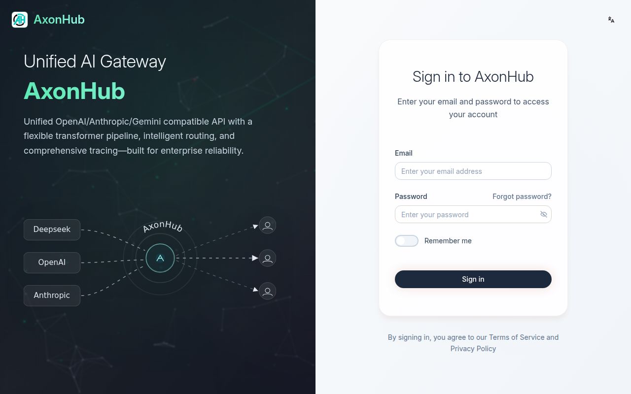 Screenshot of axonhub (axonhub.onrender.com)