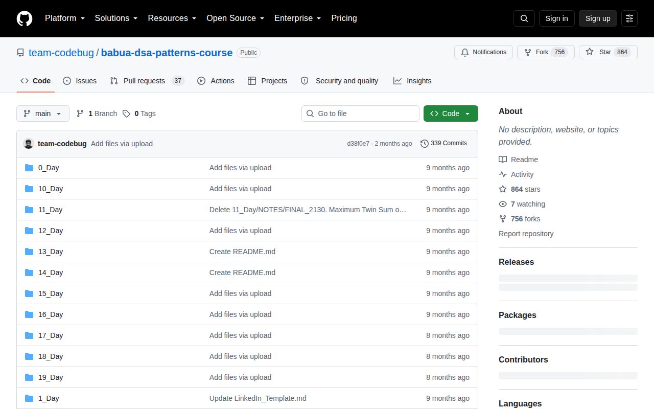Screenshot of babua-dsa-patterns-course (github.com/team-codebug/babua-dsa-patterns-course)