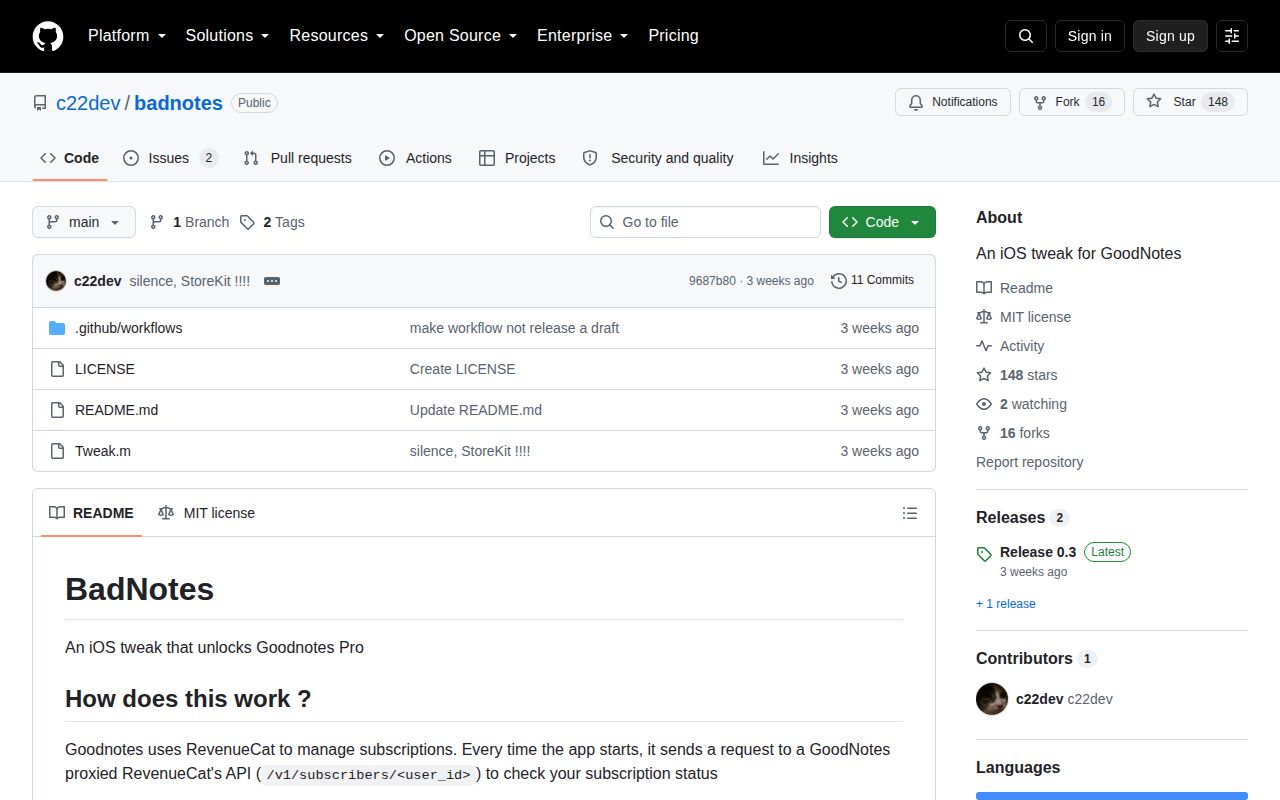 Screenshot of badnotes (github.com/c22dev/badnotes)