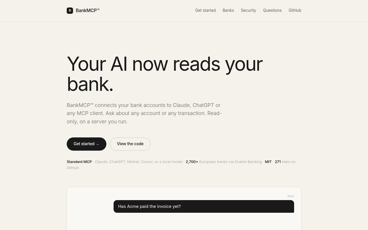 Screenshot of bankmcp (bankmcp.dk)