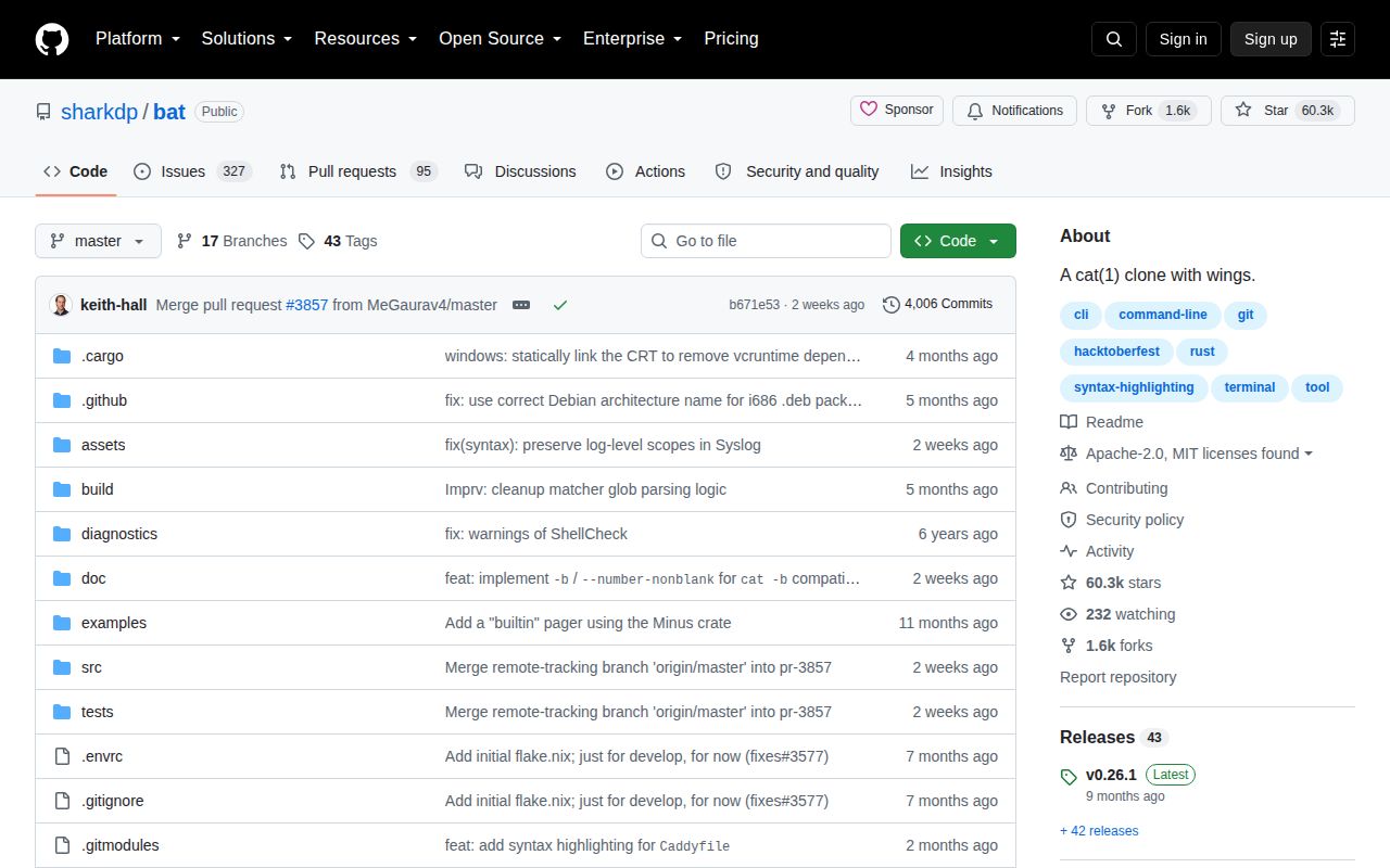 Screenshot of bat (github.com/sharkdp/bat)
