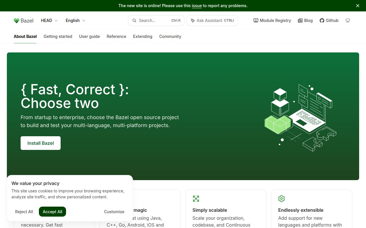 Screenshot of bazel (bazel.build)