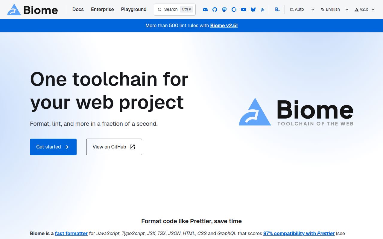 Screenshot of biome (biomejs.dev)
