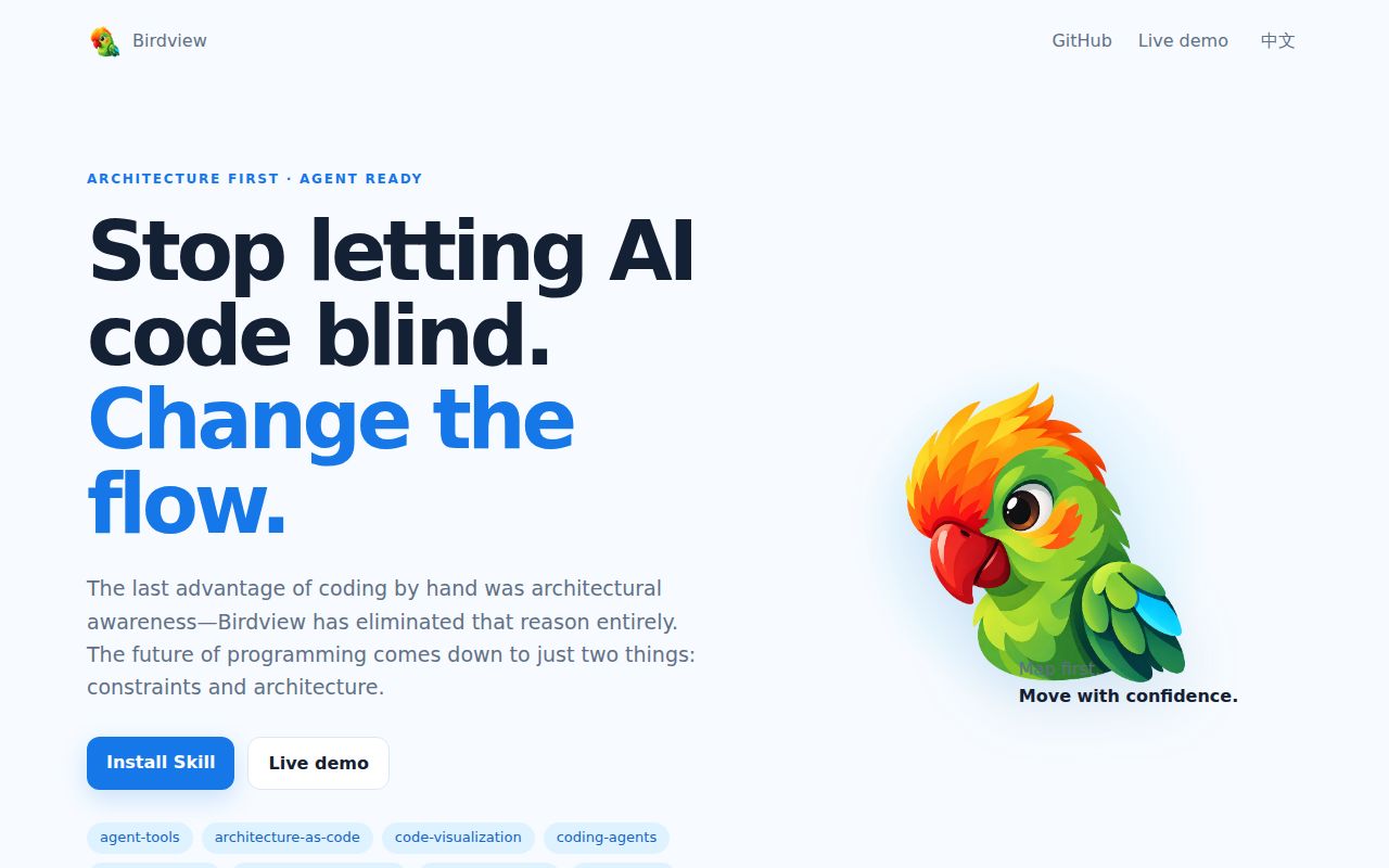 Screenshot of birdview (qiuner.github.io/birdview)