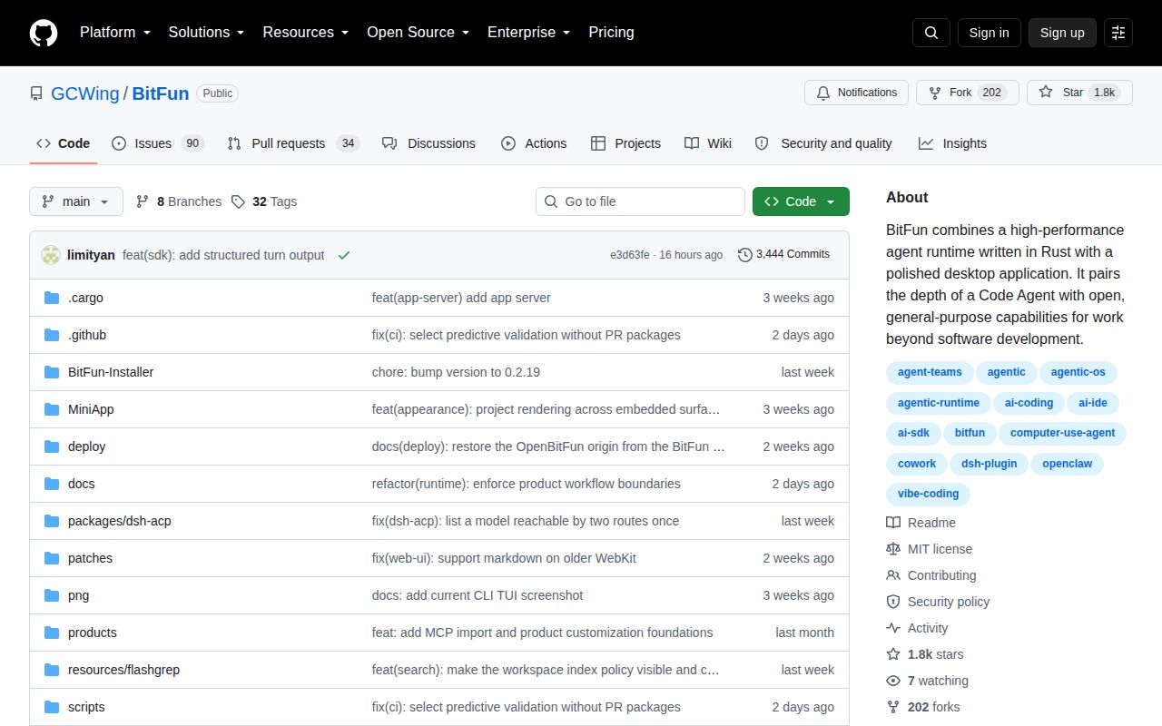 Screenshot of BitFun (github.com/GCWing/BitFun)