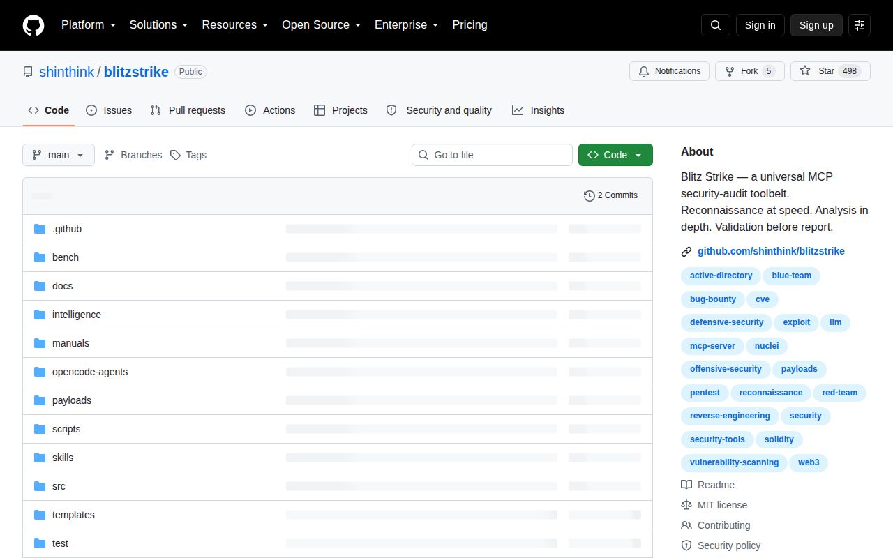 Screenshot of blitzstrike (github.com/shinthink/blitzstrike)