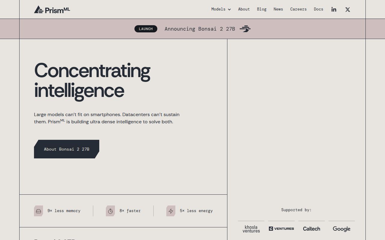 Screenshot of Bonsai-demo (prismml.com)