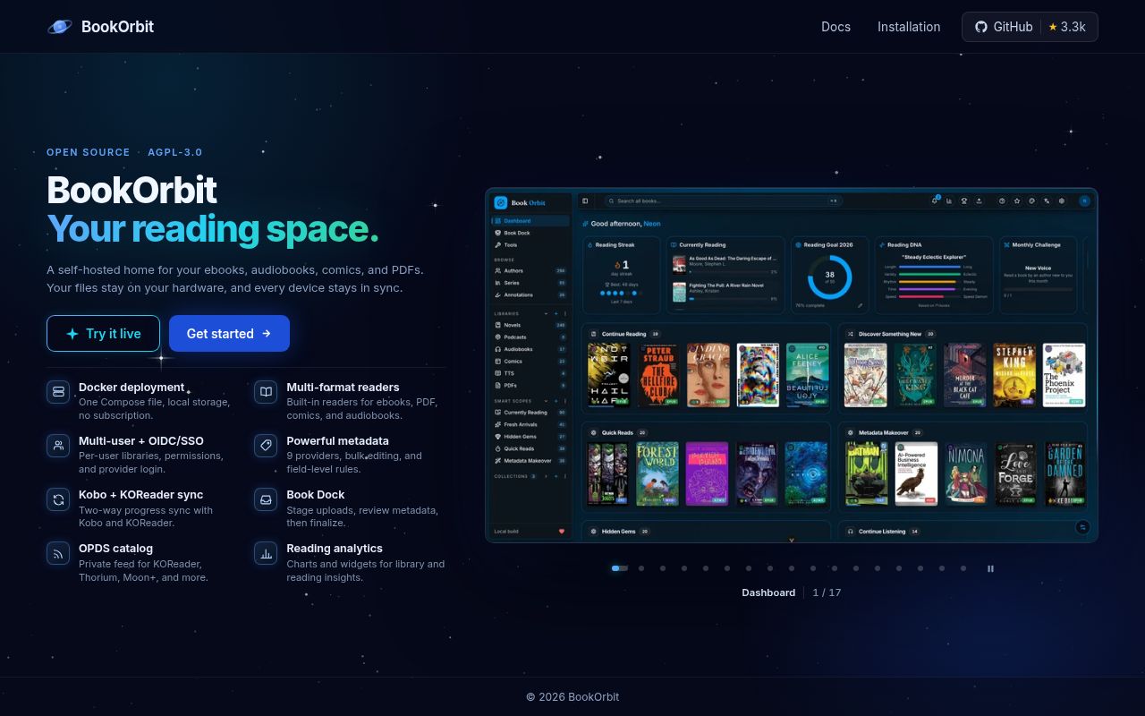 Screenshot of bookorbit (bookorbit.app)