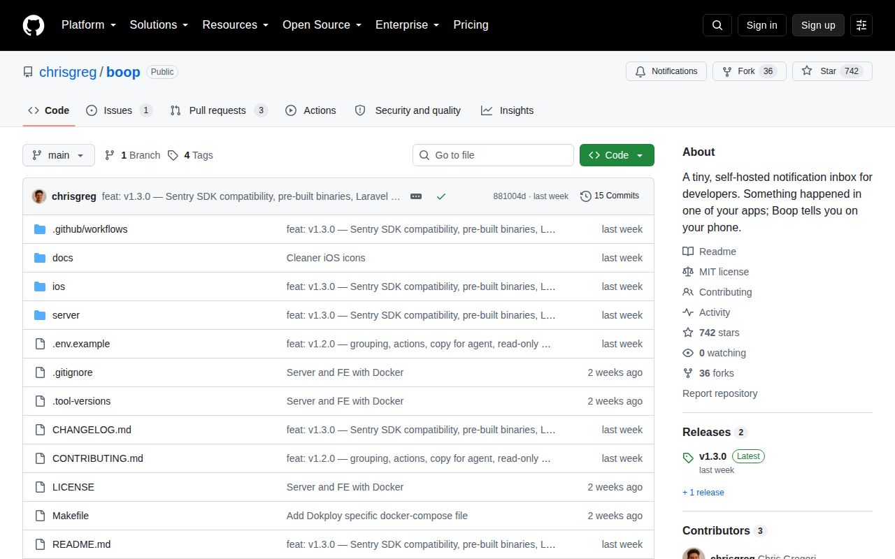 Screenshot of boop (github.com/chrisgreg/boop)