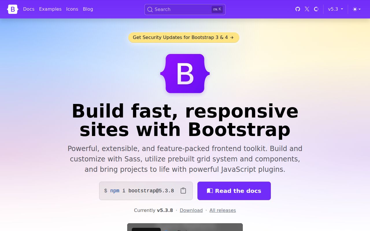 Screenshot of bootstrap (getbootstrap.com)