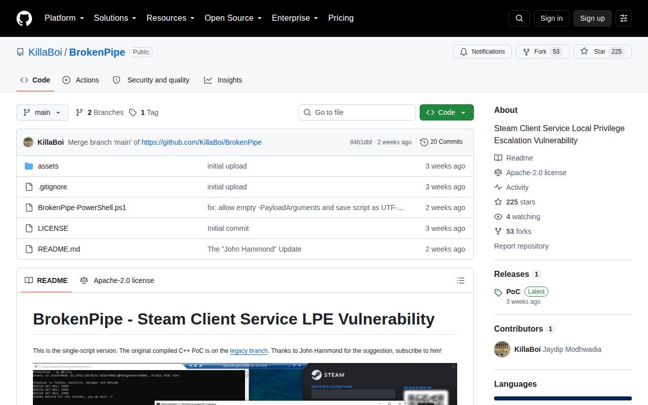 Screenshot of BrokenPipe (github.com/KillaBoi/BrokenPipe)