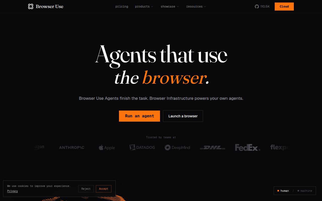 Screenshot of browser-use (browser-use.com)