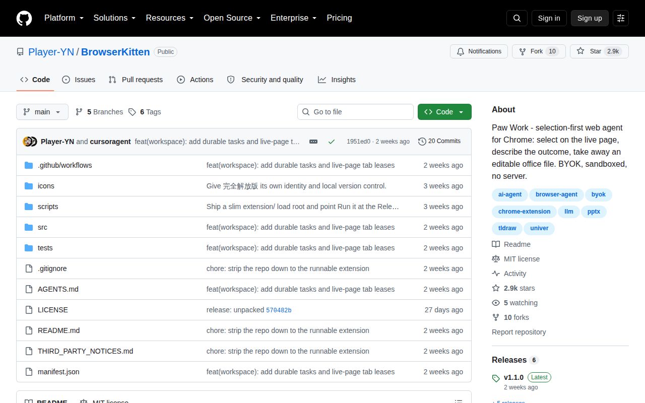 Screenshot of BrowserKitten (github.com/Player-YN/BrowserKitten)