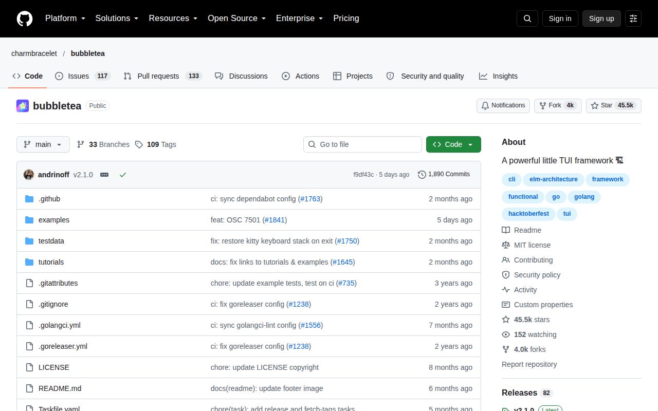 Screenshot of bubbletea (github.com/charmbracelet/bubbletea)