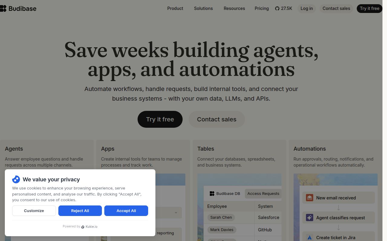 Screenshot of budibase (budibase.com)