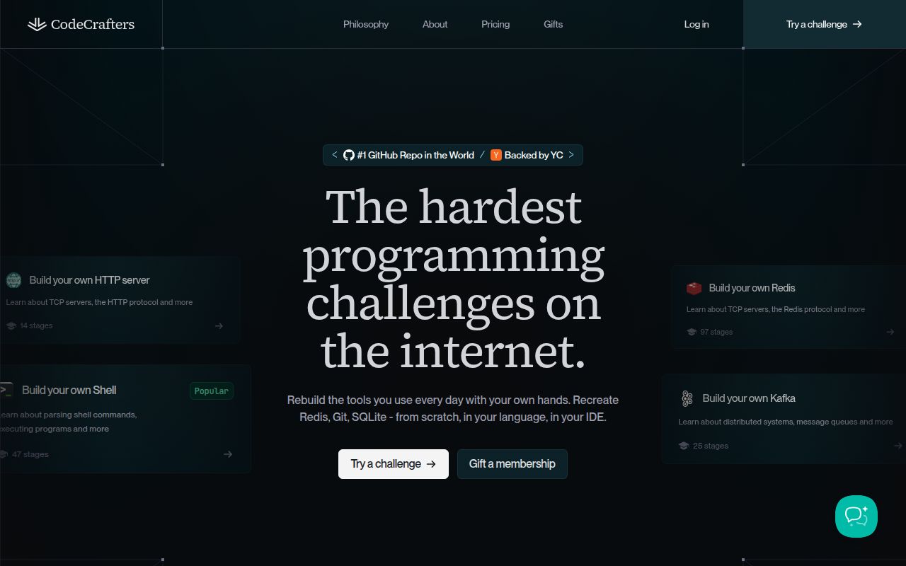 Screenshot of build-your-own-x (codecrafters.io)