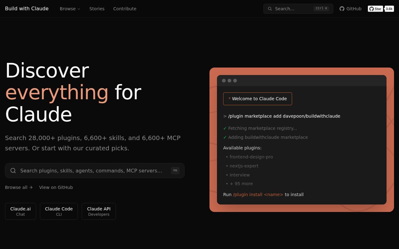 Screenshot of buildwithclaude (www.buildwithclaude.com)