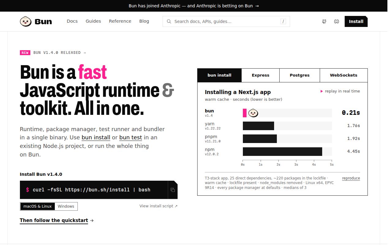 Screenshot of bun (bun.com)
