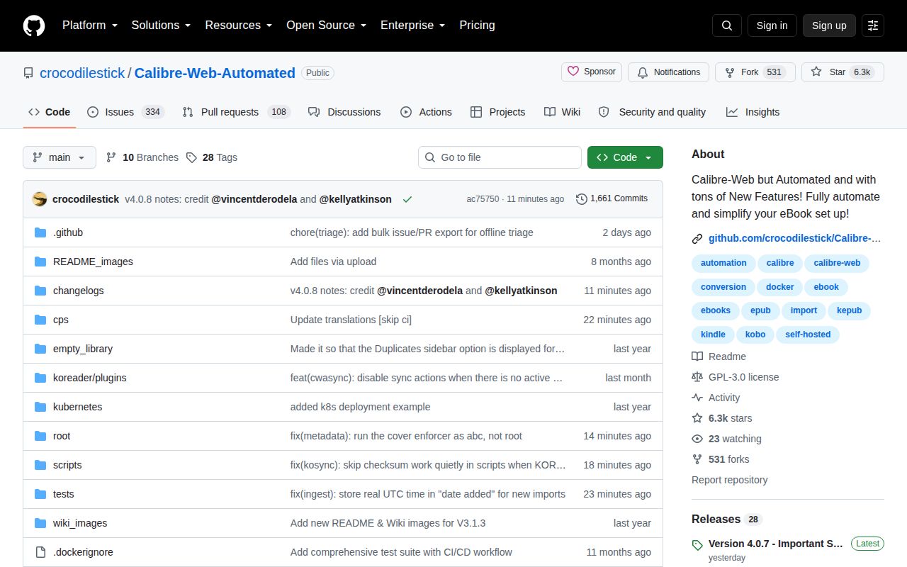 Screenshot of Calibre-Web-Automated (github.com/crocodilestick/Calibre-Web-Automated)