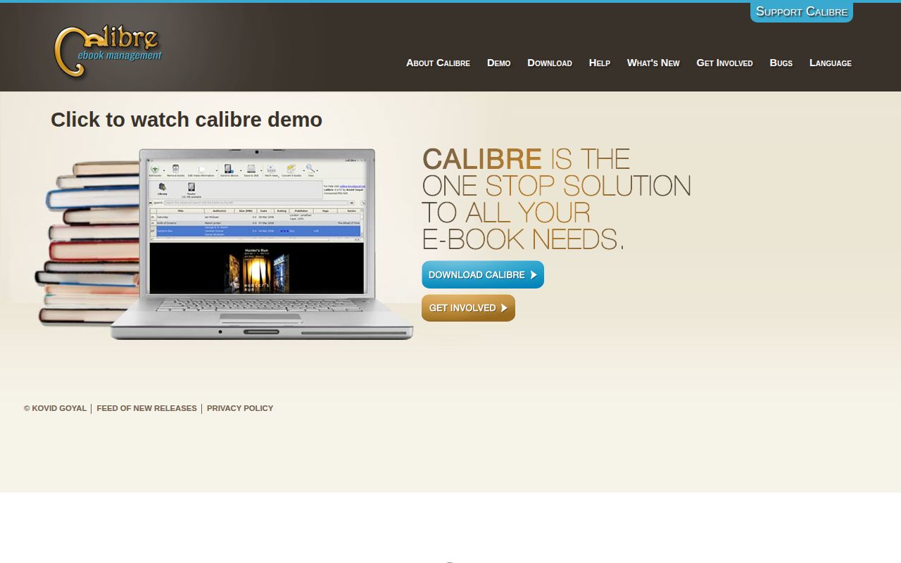 Screenshot of calibre (calibre-ebook.com)