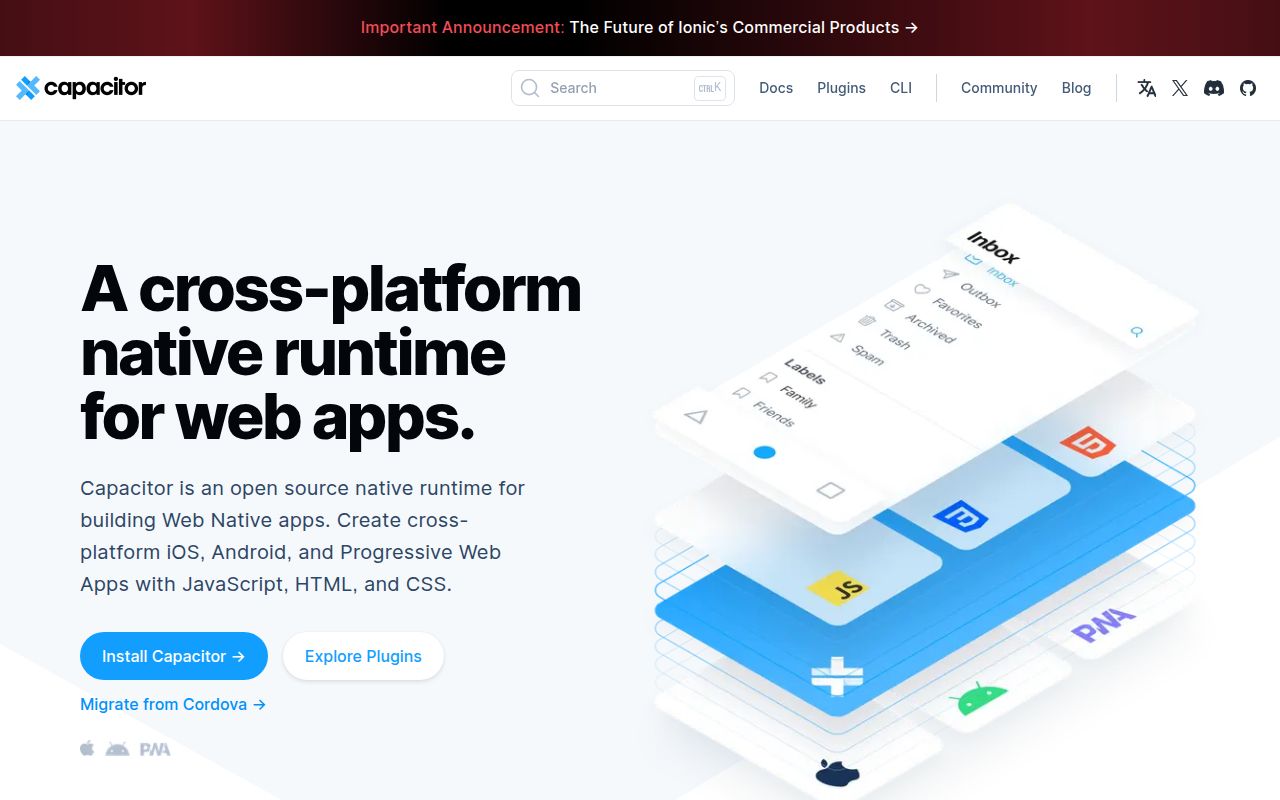 Screenshot of capacitor (capacitorjs.com)