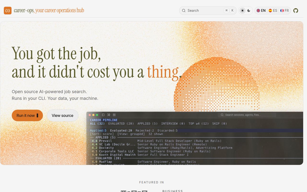 Screenshot of career-ops (career-ops.org)