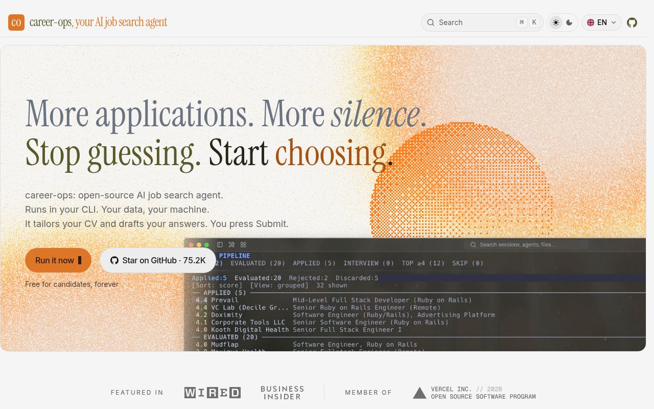 Screenshot of career-ops (career-ops.org)
