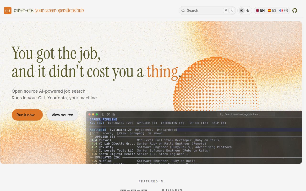 Screenshot of career-ops (career-ops.org)